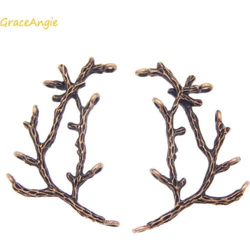 15PCS Vintage Style Multi Function Branches Charm Red Copper Necklace Pendant Connector Hanging Art Handmad Crafts Accessory