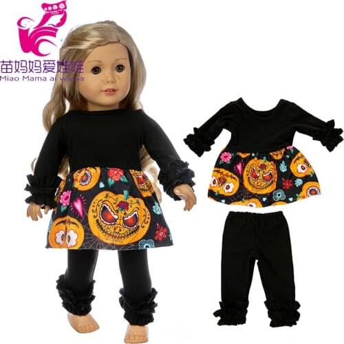 18 girl doll clothes Halloween pajama set fit for 43cm baby doll oufit 18 inch doll clothes pumpkin suit