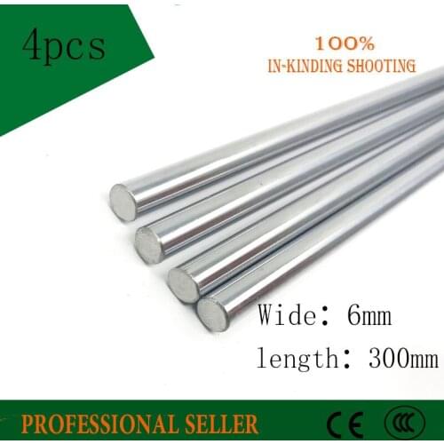 4pcs 6mm 6x300 linear shaft 3d printer 6mm x 300mm Cylinder Liner Rail Linear Shaft axis cnc parts 6*300mm
