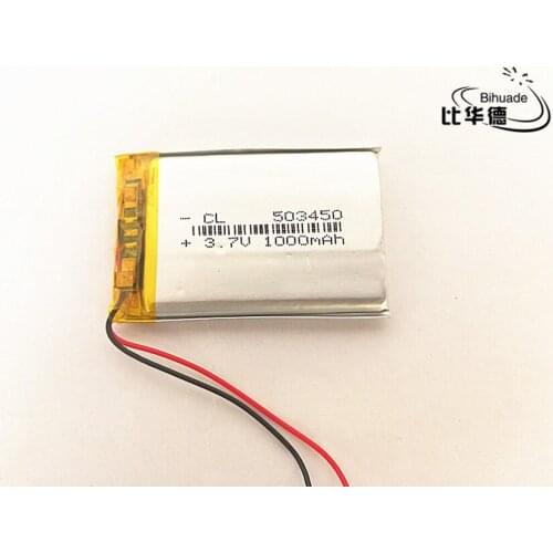 Free shipping 5pcs/lot 3.7V 1000mAh 503450 Lithium Polymer LiPo Rechargeable Battery li ion cells