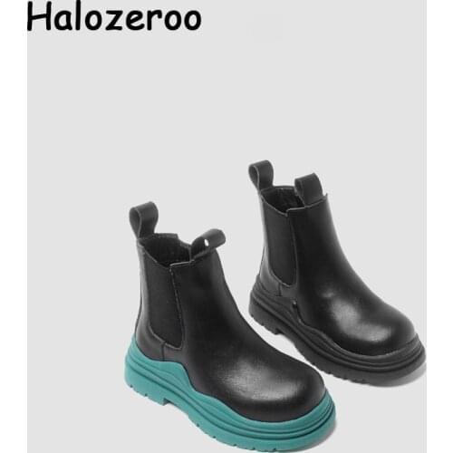 Autumn New Kids Chelsea Boots Children Black Brand Shoes Baby Girls Genuine Leather Boots Boys Fashion Ankle Shoes Slip On Boots