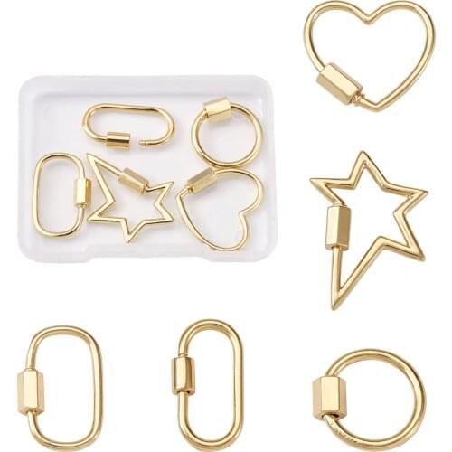 5Pcs Real 18K Golden Plated Screw Keychain Carabiner Lock Clasps Charms Hook Closure Buckle for Necklace Bracelet Jewelry Making