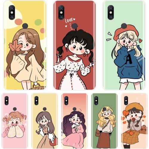 Phone Case For Xiaomi Mi Max Mix 1 2 2S 3 Soft Silicone Japanese Girl Kawaii Cute Back Cover For Xiaomi Mi Note 1 2 3 Case