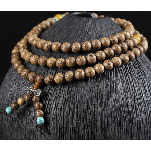 Shunwen Chicken Wing Wooden Bracelet Beads Men and Women Popular Jewelry 108 Rosary