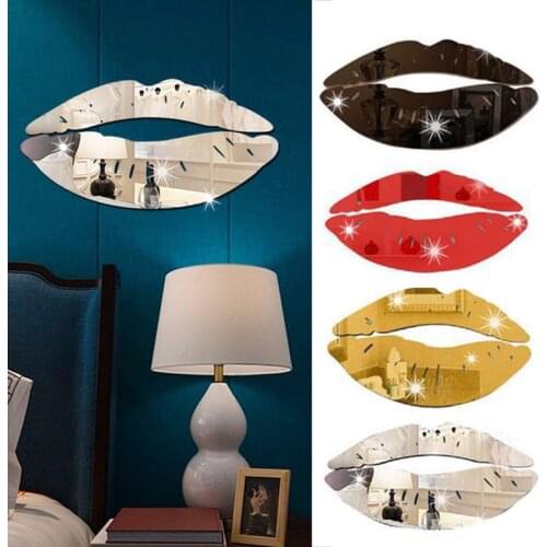DIY 3D Mirror Acrylic Kiss Lip Wall Sticker Art Mural Decals Stickers Home Decor