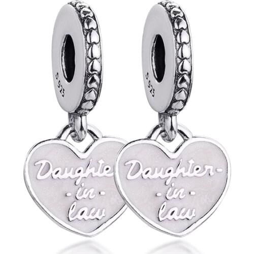 Daughter and Mother in Law Split Dangle Charm 925 Sterling Silver Jewelry DIY Beads for Women Gift 2021 Spring New 021367