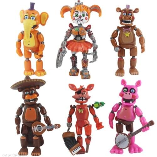 6pcs/set FNAF Five Nights At Freddys Freddy Bonnie Foxy Fazbear Bear PVC Action Figures Toys Children Christmas Birthday Gift