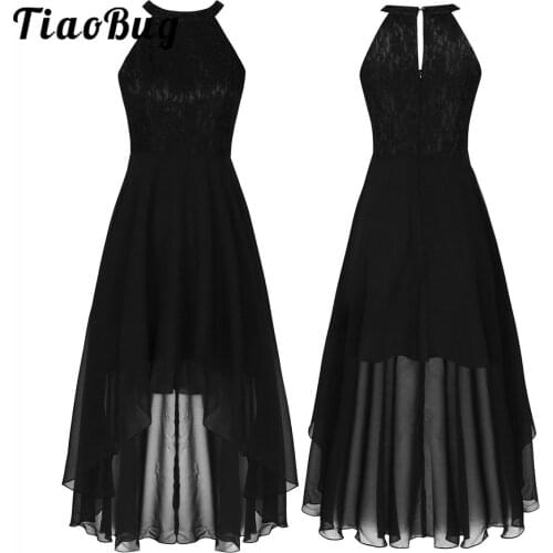 Elegant Chiffon Princess Prom Ball Gown Bridesmaid Formal Party Dress Women Halter Ballet Performance Lyrical Dance Costumes