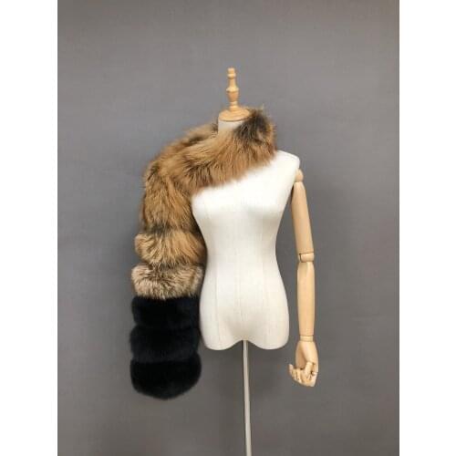 Hot Sale Warm Winter Sexy & Club Styles Red Fox Fur Coat Women Custom Fluffy Raccoon Fur Real Fox Fur Sleeves