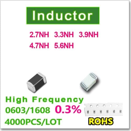 JASNPROSMA 0603 1608 4000PCS SMD Multilayer High Frequency Inductor 0.3% 2.7NH 3.3NH 3.9NH 4.7NH 5.6NH New high quality