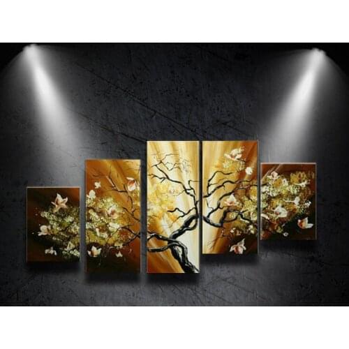 High quality Oil Painting 5pcs/Set On Canvas Tree Landscape Modern Wall Picture For Living Room Abstract Home Decoration