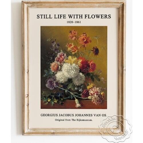 Georgius Jacobus Johannes Van Os Exhibition Museum Poster, Still Life With Flowers Canvas Painting, Vintage Flora Art Wall Decor