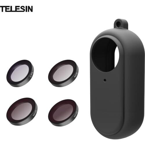 TELESIN Camera Filter Kit with 4pcs Filters(CPL + ND8 + ND16 + ND32) + Soft Silicone Protective Cover for Insta360 GO2 Camera