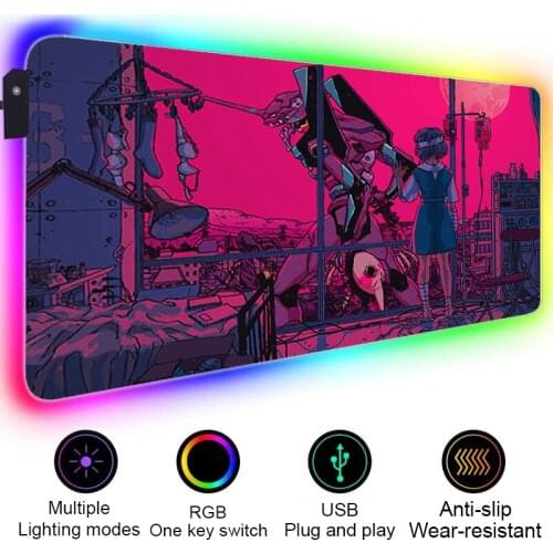 Evangelion Logo Mousepad Rgb Mouse Pad Gamer Computer Desk Gaming Laptop Mouse Mats Xxl Rubber Mat Diy Mause Pad Large Desk Mat