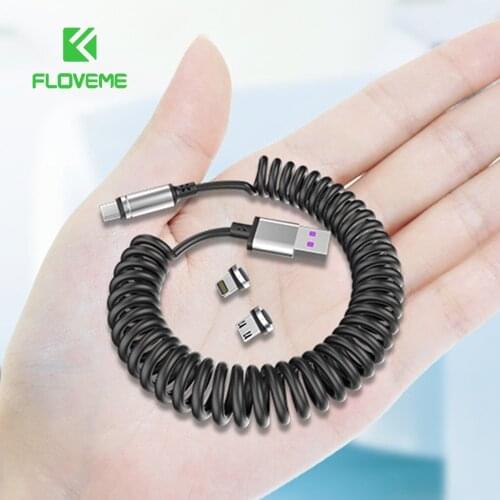 Magnetic Type C USB Cable Elastic Expansion 1.5M Type C Fast Charging Mobile Phone Data Cable Micro Magnet USB Charger For ios