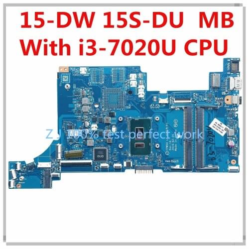 For HP 15-DW 15S-DU Laptop Motherboard i3-7020U CPU L51984-001 L51984-601 FPW50 LA-H321P(R) LA-H321P DDR4 100% Tested Fast Ship