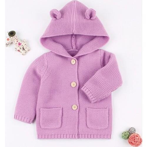 Fashion Party New Years Infant Clothing Knitted Sweater Winter Baby Boy Girl Hooded Warm Autumn Winter Sweater Clothing 0-24M