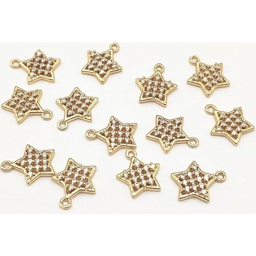 New Arrival! 16x14mm 50pcs Cubic Zirconia Star Shape charm for Necklace/Handmade Earring DIY Parts,Jewelry Accessories Findings