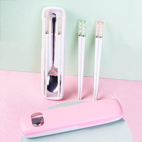 BalleenShiny Food Grade Alloy Chopsticks White Cute Rabbit Japanese Style Household Tableware Portable Childrens Chopsticks