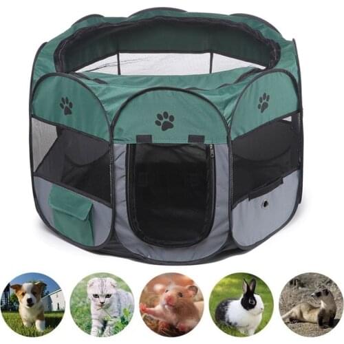 Portable Folding Pet Tent Dog House Octagonal Cage For Cat Tent Playpen Puppy Kennel Easy Operation Fence Outdoor Big Dogs House