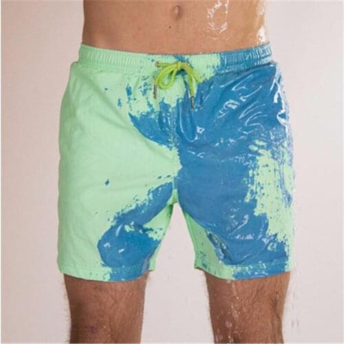 Color-changing Beach Shorts Men Quick Dry Swimwear Beach Pants Warm Color Discoloration Shorts Swimming Surfing Board Shorts