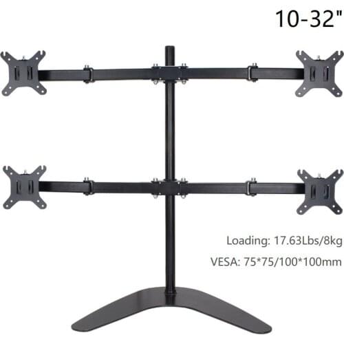 Full Motion 10"-32" LCD LED 4 Screen Computer Holder Flexible Display Mount Rack Stand XF80N