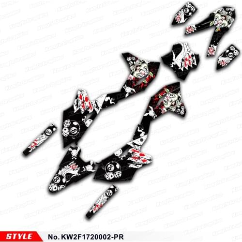 Aftermarket Motorcycle Vinyl Wrap Kit Custom Stickers for KX250F KXF250 KX250F 2017 2018 2019 2020, Style No.KW2F1720002-PR