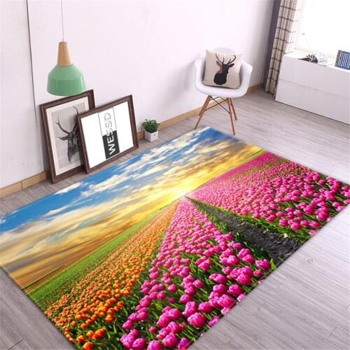3D Scenery Floor Mat Living Room Carpet Flowers Bedside Rug Bedroom Mat For Girls Room Hallway Rug Decoration Sleeping Room