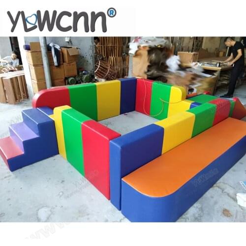 Customized made ball pool with ladder kids software sponge seat kids soft toy plant children playground set YLW-INA171044