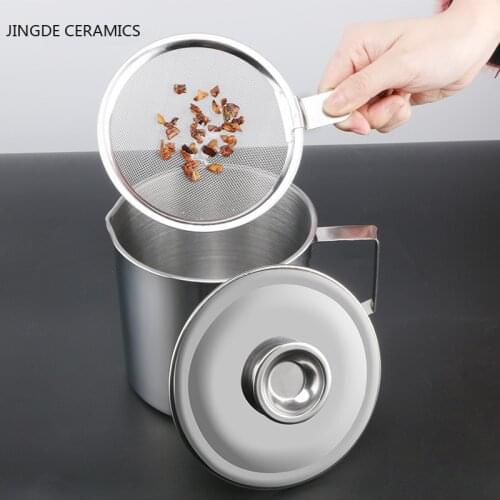 Modern Stainless Steel Oil Filter Pot Tools Filter Oil Separator Storage Tank Filter Tool Multifunction Home Kitchen Supplies