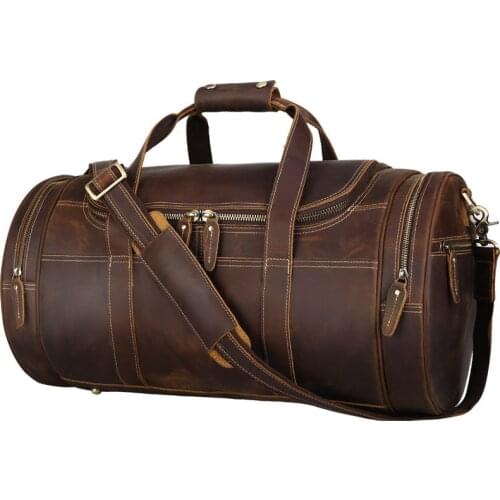 Retro shoudler messenger Bag Men Real-Leather Travel Bag Large Capacity Leisure Gym Handbag Crazy Horse Leather Bag Portable