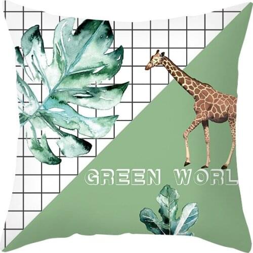 Home Decoration Cushion Cover Green Pillow Case Plant Print Cushion Cover Sofa Throw Pillow Case Chair Cushion Cover