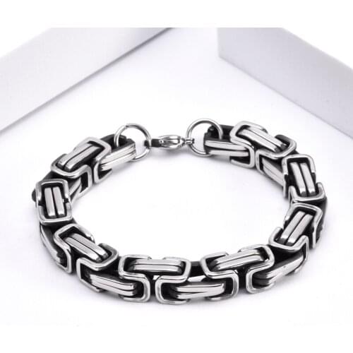 8MM Stainless Steel Byzantine Bracelets Polished Silver Curb Cuban Link Chain For Men Women Fashion Punk Statement Gold Gifts