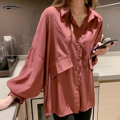 New Spring Plus Size Long Shirt Women Lantern Sleeve Loose White Blouse Shirts Casual Tops Office Lady Solid Blouses Tops 12675