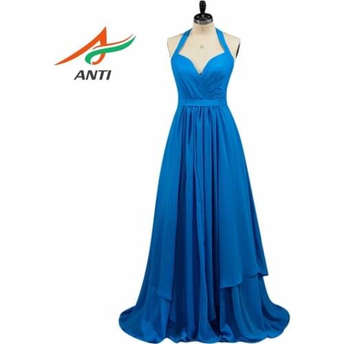 ANTI Elegant Women Sleeveless Chiffon Bridesmaid Dress Long Party Pageant Wedding Formal Summer Dresses Vestido De Marinha