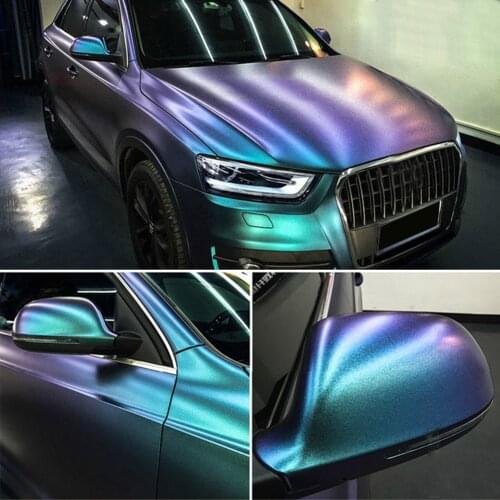 1.52*5M Glossy DIY Car Body Film Chameleon Pearl Glitter Vinyl Sticker Purple Blue Chameleon Automobiles Car Wrap Vinyl Film
