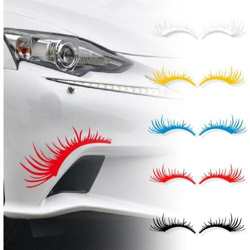 1 Pair Universal Car Eyelash Sticker for Car Cute Fake Eyelash Car Stickers Decal Waterproof Charming Headlight Decoration