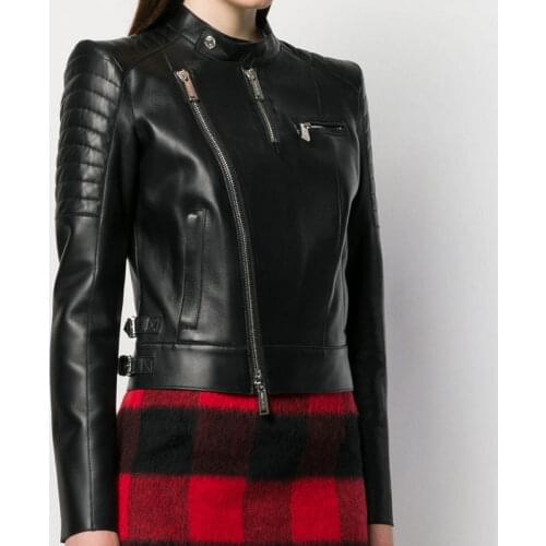 2021 New Fashion Women Spring Autumn Motocycle Faux Leather Jackets Ladies Black Short Zipper Biker Punk Style Streetwear coats