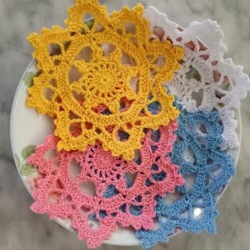 2021 Hot lace cotton crochet placemat cup coaster mug kitchen Christmas table place mat cloth dining doily drink tea coffee pad