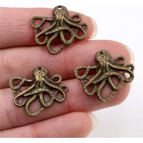 24x21mm 15pcs Antique Bronze Plated Octopus Handmade Charms Pendant:DIY for bracelet necklace-Q5-27