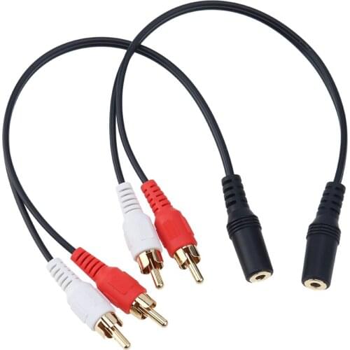 3.5mm Stereo Female To 2 Male RCA Jack Adapter Aux Audio Y Cable Splitter Factory Price 300pcs/lot