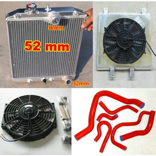 3Row Aluminum Radiator FOR 1992-2000 HONDA CIVIC CRX DEL SOL B16A/B18C 1.6L EK4/EK9 EG6/EG9 EM1 MT 32mm Pipe In/Out + Shroud Fan