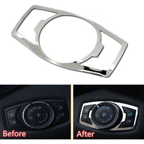 Auto Car Front Head Light Lamp Adjust Switch Button Frame Cover Trim Styling Fit For Ford Focus Kuga Escape 2012 2013 2014 2015