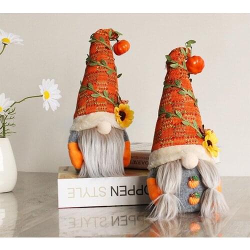 Faceless Gnome Pumpkin Sunflower Elf Dwarf Plush Window Ornaments For Christmas Gift Harvest Autumn Thanksgiving Decor Doll Toy