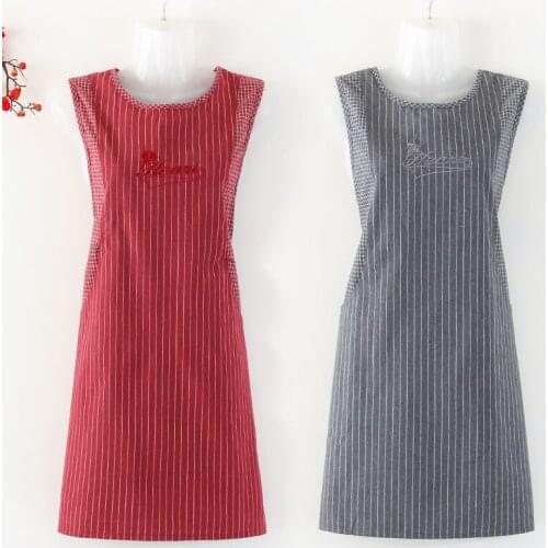 Sleeveless cotton waistcoat apron womens kitchen household Korean style fashion Japanese cooking anti-oil anti-wear gown