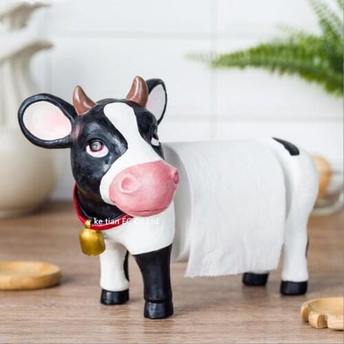 European cute cow kitchen table paper towel rack free punching creative vertical bathroom dining room storage roll holder