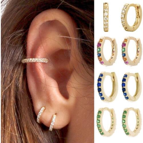 DoreenBeads Fashion Hoop Earrings For Women Hoop Earrings Gold Color Circle Ring Clear Rhinestone 10mm Dia, 1 Pair