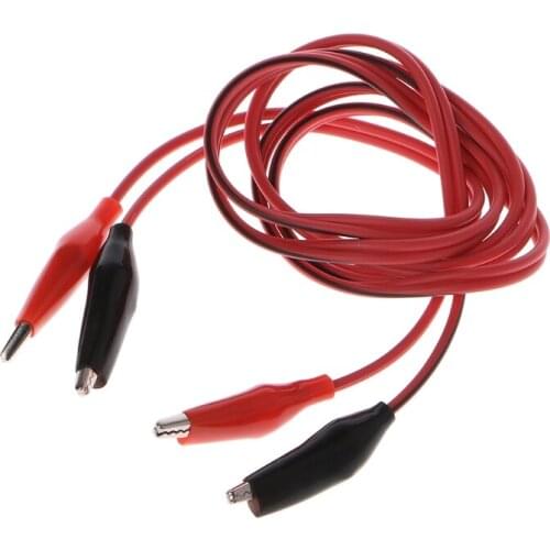 Dual Red & Black Test Leads with Crocodile Clips Alligator Jumper Cable Wire 105cm #0604
