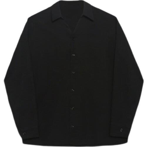 Personalized V-neck Light Business Casual Suit Shirt Mens Solid Color Loose Shirt Bottoming Shirt Top