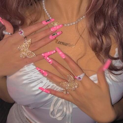 Y2K Shiny Crystal Rings For Women Metal Vintage Sweet Fashion 90s Style Charms Rings Jewelry 90s Style Friendship Gifts 2021 New